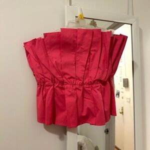DO + BE strapless pleated pink top